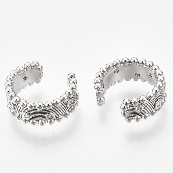PandaHall Brass Micro Pave Clear Cubic Zirconia Cuff Earrings, Nickel Free, Textured, Real Platinum Plated, 14x5.5mm, Inner Diameter: 11mm...
PandaHall Brass Micro Pave Clear Cubic Zirconia Cuff Earrings, Nickel Free, Textured, Real Platinum Plated, 14x5.5mm, Inner Diameter: 11mm...