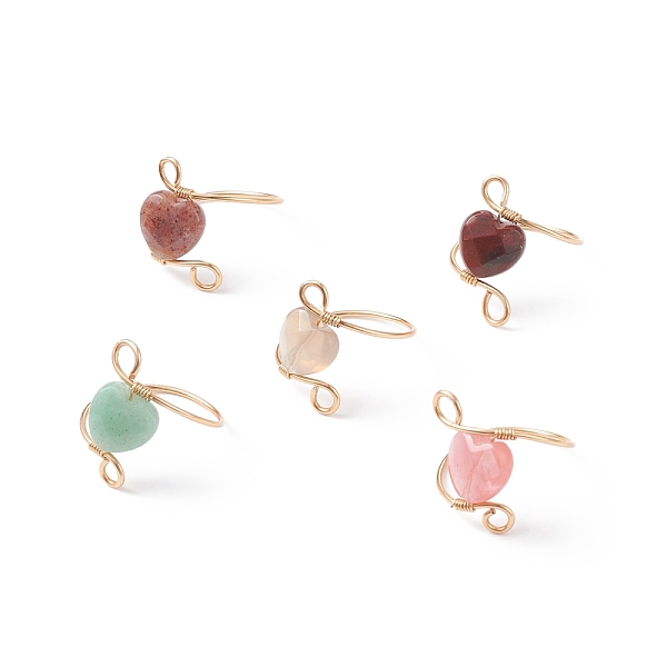 PandaHall Gemstone Heart Beaded Finger Ring, Light Gold Plated Copper Wire Wrap Jewelry for Women, US Size 7 3/4(17.9mm) Mixed Stone
PandaHall Gemstone Heart Beaded Finger Ring, Light Gold Plated Copper Wire Wrap Jewelry for Women, US Size 7 3/4(17.9mm) Mixed Stone