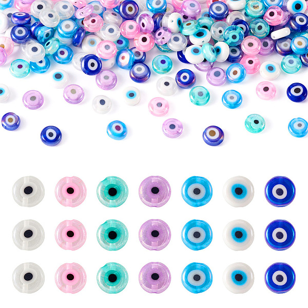 PandaHall 175Pcs 7 Colors Handmade Evil Eye Lampwork Beads, AB Color Plated, Flat Round, Mixed Color, 8x3mm, Hole: 1mm, 25pcs/color..., Multicolor
PandaHall 175Pcs 7 Colors Handmade Evil Eye Lampwork Beads, AB Color Plated, Flat Round, Mixed Color, 8x3mm, Hole: 1mm, 25pcs/color..., Multicolor