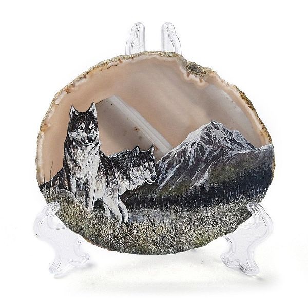 PandaHall Printed Natural Agate Slice Stone Ornament, for Good Luck Home Office Decor, Wolf, 125~135x95~135x6.5~9mm Natural Agate Wolf..., Multicolor
PandaHall Printed Natural Agate Slice Stone Ornament, for Good Luck Home Office Decor, Wolf, 125~135x95~135x6.5~9mm Natural Agate Wolf..., Multicolor