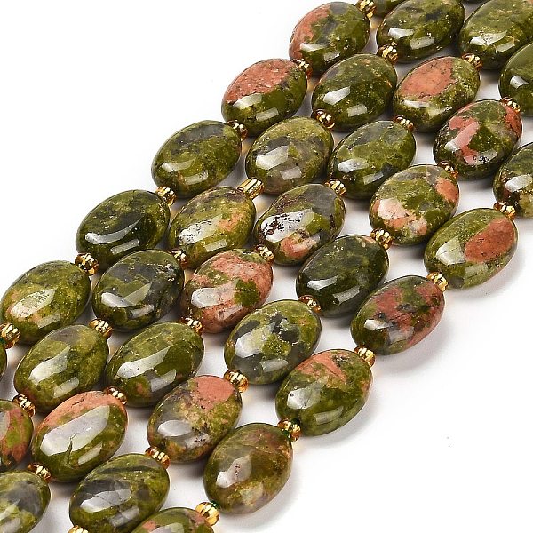 PandaHall Natural Unakite Beads Strands, with Seed Beads, Oval, 13.5~14.5x10~10.5x4.5~5mm, Hole: 1mm, about 24pcs/strand, 15.24''(38.7cm)...
PandaHall Natural Unakite Beads Strands, with Seed Beads, Oval, 13.5~14.5x10~10.5x4.5~5mm, Hole: 1mm, about 24pcs/strand, 15.24''(38.7cm)...