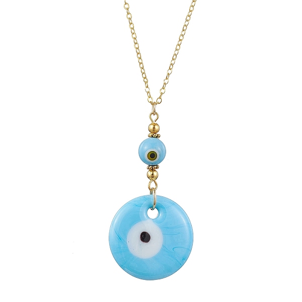 PandaHall Light Sky Blue Glass Evil Eye Pendant Necklace with Alloy Cable Chains, Golden, 15.47 inch(39.3cm) Glass Evil Eye
PandaHall Light Sky Blue Glass Evil Eye Pendant Necklace with Alloy Cable Chains, Golden, 15.47 inch(39.3cm) Glass Evil Eye