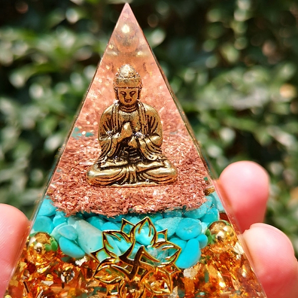 PandaHall Orgonite Pyramid Resin Energy Generators, Reiki Synthetic Turquoise Chip & Metal Buddha Inside for Home Office Desk Decoration...
PandaHall Orgonite Pyramid Resin Energy Generators, Reiki Synthetic Turquoise Chip & Metal Buddha Inside for Home Office Desk Decoration...