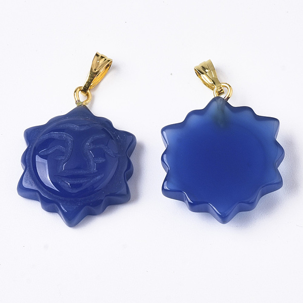 PandaHall Natural Agate Pendants, with Golden Plated Metal(Brass or Iron Materials Random Delivery) Snap On Bails, Dyed, Sun, Blue...
PandaHall Natural Agate Pendants, with Golden Plated Metal(Brass or Iron Materials Random Delivery) Snap On Bails, Dyed, Sun, Blue...
