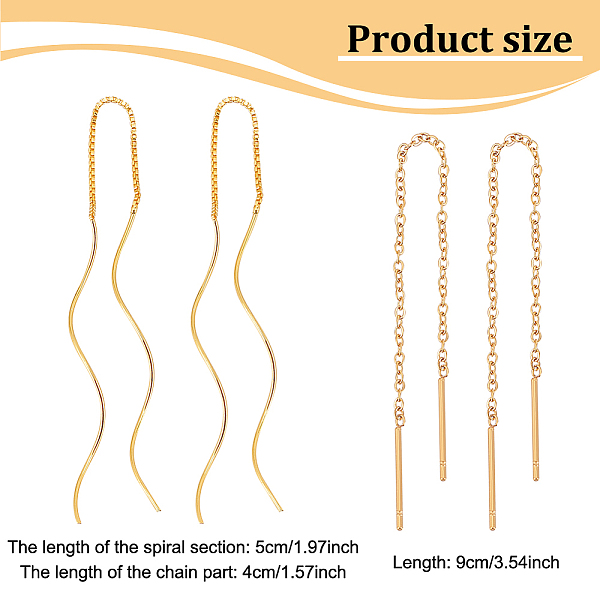 PandaHall ANATTASOUL 4 Pairs 4 Style Titanium Steel Chain Tassel Ear Threads, Brass Twist Wave Dangle Stud Earrings for Women, Platinum &...
PandaHall ANATTASOUL 4 Pairs 4 Style Titanium Steel Chain Tassel Ear Threads, Brass Twist Wave Dangle Stud Earrings for Women, Platinum &...