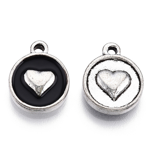 PandaHall Alloy Pendants, with Enamel, Enamelled Sequins, Flat Round with Heart, Black, Antique Silver, 14.6x11.6x3.1mm, Hole: 1.6mm...
PandaHall Alloy Pendants, with Enamel, Enamelled Sequins, Flat Round with Heart, Black, Antique Silver, 14.6x11.6x3.1mm, Hole: 1.6mm...
