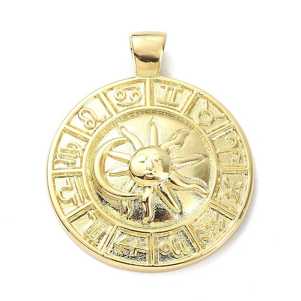 PandaHall Rack Plating Brass Pendants, Lead Free & Cadmium Free, Flat Round with Sun & Twelve Constellations, Real 18K Gold Plated...
PandaHall Rack Plating Brass Pendants, Lead Free & Cadmium Free, Flat Round with Sun & Twelve Constellations, Real 18K Gold Plated...