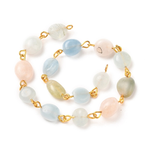 PandaHall Handmade Natural Morganite Beaded Chains, with Golden Tone Iron Eye Pin, Nuggets, 5~10x5~8x3.5~7mm, about 39.37 inch(1m)/strand...
PandaHall Handmade Natural Morganite Beaded Chains, with Golden Tone Iron Eye Pin, Nuggets, 5~10x5~8x3.5~7mm, about 39.37 inch(1m)/strand...