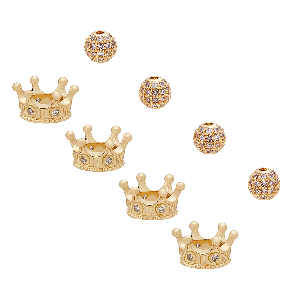 PandaHall CHGCRAFT 8Pcs 2 Styles CZ Brass Micro Pave Grade AAA Cubic Zirconia Beads, Cadmium Free & Nickel Free & Lead Free, Crown & Round..., Clear
PandaHall CHGCRAFT 8Pcs 2 Styles CZ Brass Micro Pave Grade AAA Cubic Zirconia Beads, Cadmium Free & Nickel Free & Lead Free, Crown & Round..., Clear