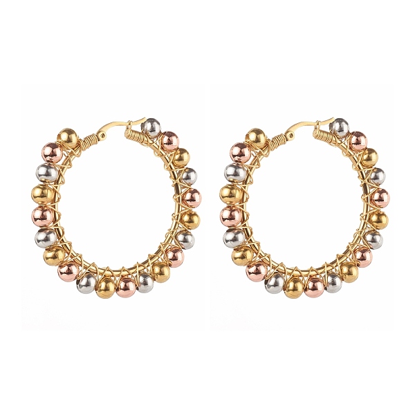 PandaHall 304 Stainless Steel Beaded Hoop Earrings, Hypoallergenic Earrings, with Brass Round Beads, Multi-color, 51mm, Pin: 1x0.7mm Brass...
PandaHall 304 Stainless Steel Beaded Hoop Earrings, Hypoallergenic Earrings, with Brass Round Beads, Multi-color, 51mm, Pin: 1x0.7mm Brass...