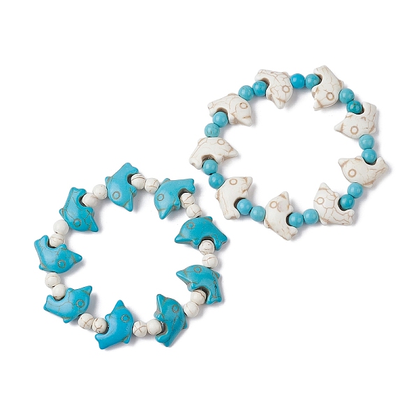 PandaHall 2Pcs 2 Style Synthetic Turquoise & Howlite Dolphin Beaded Stretch Bracelets Set, Stackable Bracelets, Inner Diameter: 1-3/4 inch...
PandaHall 2Pcs 2 Style Synthetic Turquoise & Howlite Dolphin Beaded Stretch Bracelets Set, Stackable Bracelets, Inner Diameter: 1-3/4 inch...