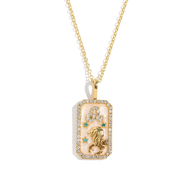 PandaHall Brass Micro Pave Cubic Zirconia Rectangle with Constellation Pendant Necklaces, with Enamel, Cable Chain Necklace for Women, Leo...
PandaHall Brass Micro Pave Cubic Zirconia Rectangle with Constellation Pendant Necklaces, with Enamel, Cable Chain Necklace for Women, Leo...