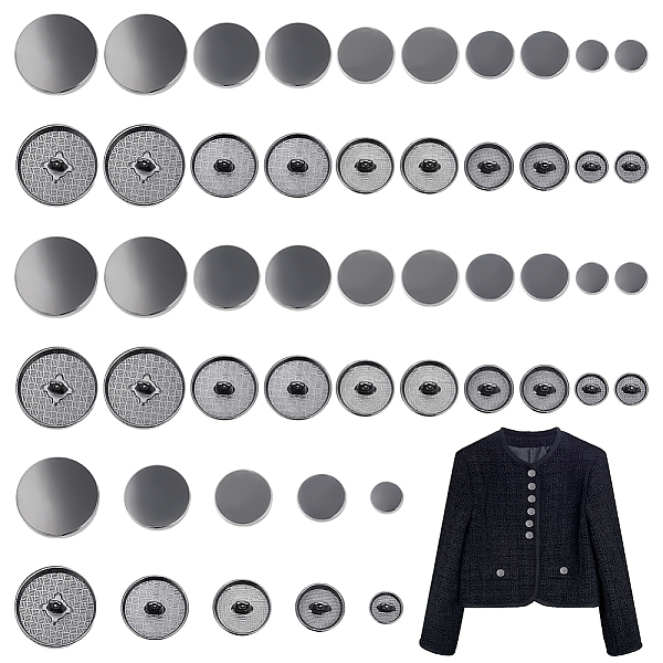 PandaHall WADORN 50Pcs 5 Style 1-Hole Alloy Shank Buttons, Flat Round, Gunmetal, 10~25x6.5~8mm, Hole: 2~2.5mm, 10pcs/style Alloy Flat Round
PandaHall WADORN 50Pcs 5 Style 1-Hole Alloy Shank Buttons, Flat Round, Gunmetal, 10~25x6.5~8mm, Hole: 2~2.5mm, 10pcs/style Alloy Flat Round