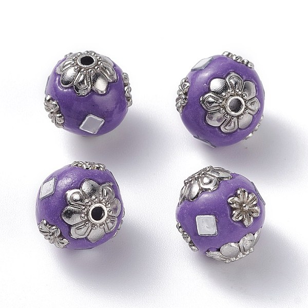 PandaHall Handmade Indonesia Beads, with Alloy Findings, Round, Medium Purple, 13~14mm, Hole: 1.5~2mm Polymer Clay Round Purple
PandaHall Handmade Indonesia Beads, with Alloy Findings, Round, Medium Purple, 13~14mm, Hole: 1.5~2mm Polymer Clay Round Purple