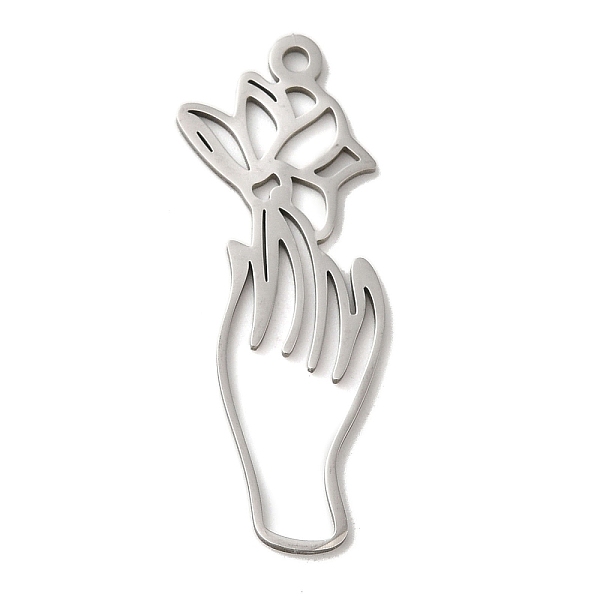 PandaHall 201 Stainless Steel Pendants, Flower with Hand, Stainless Steel Color, 35x13x1mm, Hole: 1.6mm 201 Stainless Steel Flower
PandaHall 201 Stainless Steel Pendants, Flower with Hand, Stainless Steel Color, 35x13x1mm, Hole: 1.6mm 201 Stainless Steel Flower