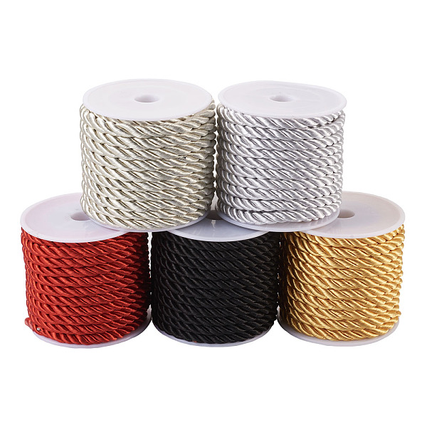 PandaHall Polyester Cord, Twisted Cord, Mixed Color, 5mm, about 4m/roll, 5 colors, 1roll/color, 5rolls/set Polyester Multicolor
PandaHall Polyester Cord, Twisted Cord, Mixed Color, 5mm, about 4m/roll, 5 colors, 1roll/color, 5rolls/set Polyester Multicolor