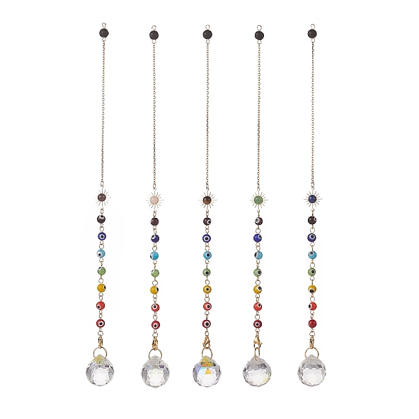 PandaHall Mixed Natural Gemstone Drowsing Pendulums with Chakra Handmade Lampwork Evil Eye & Brass Sun, Faceted Glass Big Pendants, Teardrop...
PandaHall Mixed Natural Gemstone Drowsing Pendulums with Chakra Handmade Lampwork Evil Eye & Brass Sun, Faceted Glass Big Pendants, Teardrop...