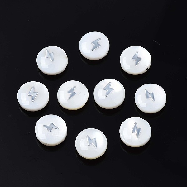 PandaHall Natural Freshwater Shell Beads, with Platinum Plated Brass Metal Embellishments, Flat Round with Lightning, Platinum, 8x4.5mm...
PandaHall Natural Freshwater Shell Beads, with Platinum Plated Brass Metal Embellishments, Flat Round with Lightning, Platinum, 8x4.5mm...