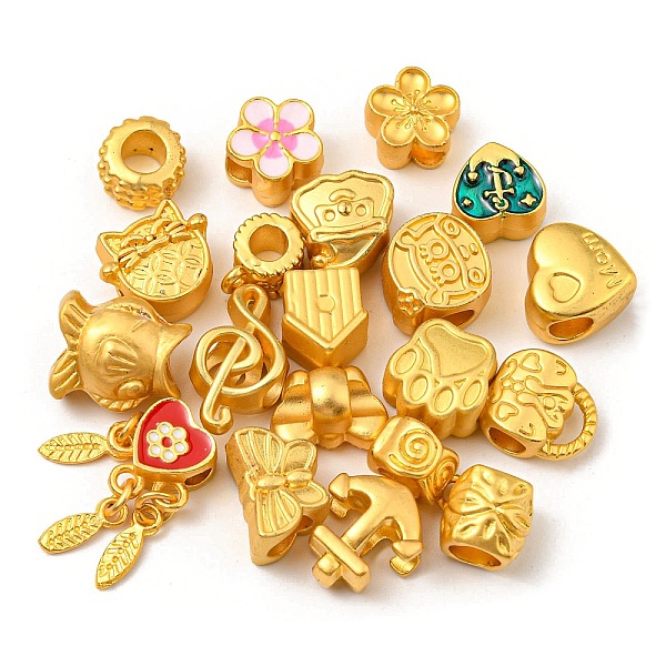 PandaHall Alloy Beads, with Enamel, Mixed Shapes, Matte Gold Color, 9~21x6~14x6~8mm, Hole: 2~5.5mm Alloy Mixed Shapes
PandaHall Alloy Beads, with Enamel, Mixed Shapes, Matte Gold Color, 9~21x6~14x6~8mm, Hole: 2~5.5mm Alloy Mixed Shapes