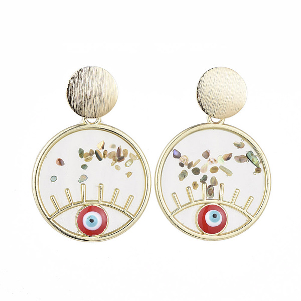 PandaHall Dangle Stud Earrings, with Epoxy Resin Pendants, Shell, Enamel and Earring Backs, Flat Round with Evil Eye, Real 18K Gold Plated..., Red
PandaHall Dangle Stud Earrings, with Epoxy Resin Pendants, Shell, Enamel and Earring Backs, Flat Round with Evil Eye, Real 18K Gold Plated..., Red