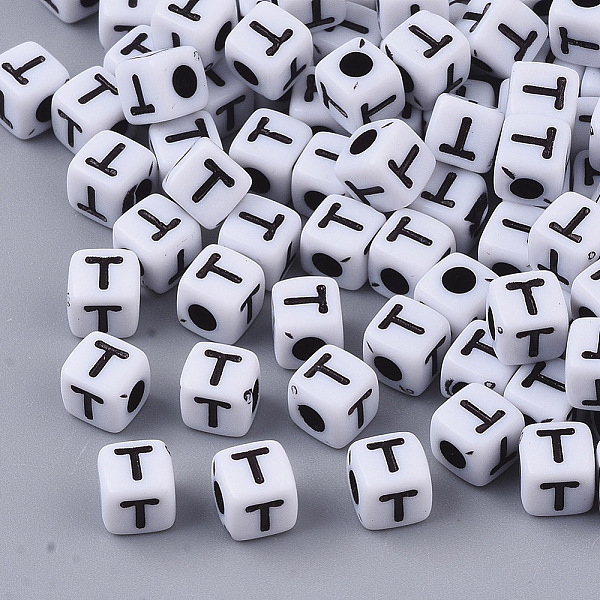 PandaHall White Opaque Acrylic Beads, Horizontal Hole, Cube with Black Alphabet, Letter.T, 4~5x4~5x4~5mm, Hole: 1.8mm, about 240pcs/20g...
PandaHall White Opaque Acrylic Beads, Horizontal Hole, Cube with Black Alphabet, Letter.T, 4~5x4~5x4~5mm, Hole: 1.8mm, about 240pcs/20g...