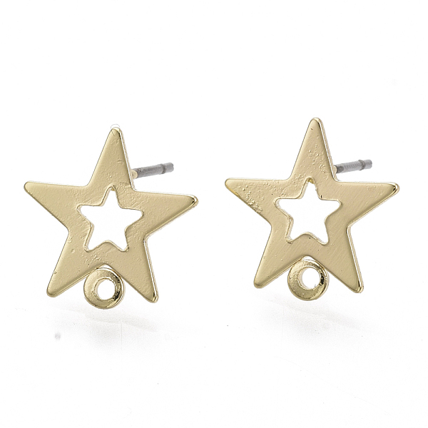 PandaHall Iron Stud Earring Findings, with Loop and Steel Pin, Star, Light Gold, 13x13mm, Hole: 1.2mm, Pin: 0.7mm Iron Star
PandaHall Iron Stud Earring Findings, with Loop and Steel Pin, Star, Light Gold, 13x13mm, Hole: 1.2mm, Pin: 0.7mm Iron Star
