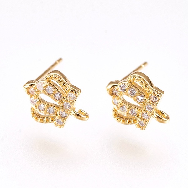 PandaHall Brass Micro Pave Cubic Zirconia Stud Earring Findings, with Loop, Lead Free & Cadmium Free, Crown, Clear, Golden, 10x8x2mm, Hole...
PandaHall Brass Micro Pave Cubic Zirconia Stud Earring Findings, with Loop, Lead Free & Cadmium Free, Crown, Clear, Golden, 10x8x2mm, Hole...