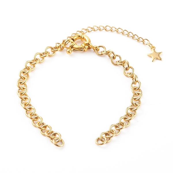 PandaHall 304 Stainless Steel Rolo Chain Bracelet Makings, with Brass Spring Ring Clasps, Golden, 5-7/8 inch(15cm) 304 Stainless Steel
PandaHall 304 Stainless Steel Rolo Chain Bracelet Makings, with Brass Spring Ring Clasps, Golden, 5-7/8 inch(15cm) 304 Stainless Steel