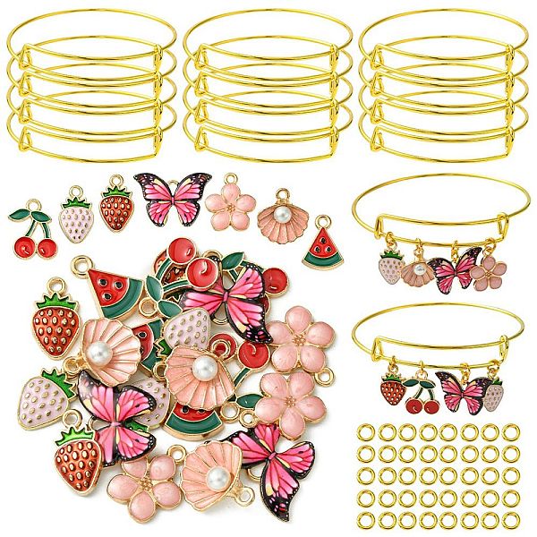 PandaHall DIY Charm Bangle Making Kit, Including Adjustable Iron Expandable Bangle Making, Alloy Enamel Charms, Strawberry & Cherry & Flower..., Pink
PandaHall DIY Charm Bangle Making Kit, Including Adjustable Iron Expandable Bangle Making, Alloy Enamel Charms, Strawberry & Cherry & Flower..., Pink