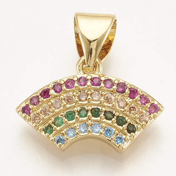PandaHall Brass Micro Pave Cubic Zirconia Pendants, Fan, Colorful, Golden, 9.5x14x3mm, Hole: 4.5x3.5mm Brass+Cubic Zirconia Fan
PandaHall Brass Micro Pave Cubic Zirconia Pendants, Fan, Colorful, Golden, 9.5x14x3mm, Hole: 4.5x3.5mm Brass+Cubic Zirconia Fan
