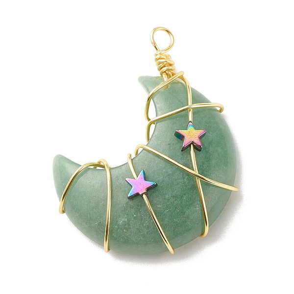 PandaHall Natural Green Aventurine Copper Wire Wrapped Pendants, with Electroplate Non-magnetic Star Synthetic Hematite, Golden, Moon...
PandaHall Natural Green Aventurine Copper Wire Wrapped Pendants, with Electroplate Non-magnetic Star Synthetic Hematite, Golden, Moon...