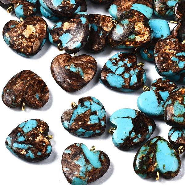 PandaHall Assembled Bronzite and Synthetic Turquoise Pendants, with Iron Findings, Heart, Golden, 20~22x19~20x5~7mm, Hole: 2mm Synthetic...
PandaHall Assembled Bronzite and Synthetic Turquoise Pendants, with Iron Findings, Heart, Golden, 20~22x19~20x5~7mm, Hole: 2mm Synthetic...