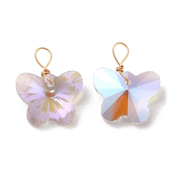 PandaHall Glass Pendants, with Light Gold Brass Loops, Faceted, Butterfly Charms, Thistle, 17.5~18x15x7~7.5mm, Hole: 3mm Brass+Glass..., Purple
PandaHall Glass Pendants, with Light Gold Brass Loops, Faceted, Butterfly Charms, Thistle, 17.5~18x15x7~7.5mm, Hole: 3mm Brass+Glass..., Purple