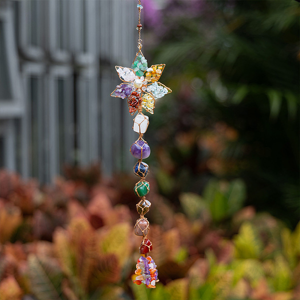 PandaHall Copper Wire Wrap Flower Pendant Decorations, Natural Mixed Gemstone Hanging Pendant Decorations for Home Bedroom, 450x80mm Quartz...
PandaHall Copper Wire Wrap Flower Pendant Decorations, Natural Mixed Gemstone Hanging Pendant Decorations for Home Bedroom, 450x80mm Quartz...