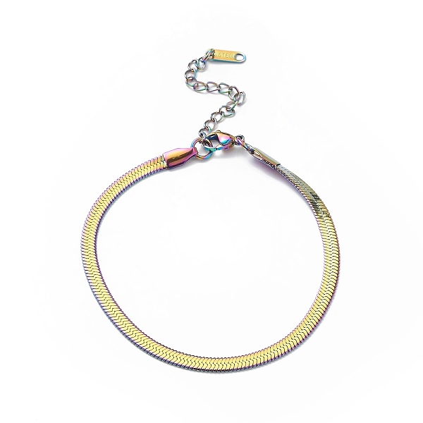 PandaHall 304 Stainless Steel Flat Snake Chain Bracelet for Men Women, Rainbow Color, 7-3/4 inch(19.6cm) 304 Stainless Steel
PandaHall 304 Stainless Steel Flat Snake Chain Bracelet for Men Women, Rainbow Color, 7-3/4 inch(19.6cm) 304 Stainless Steel