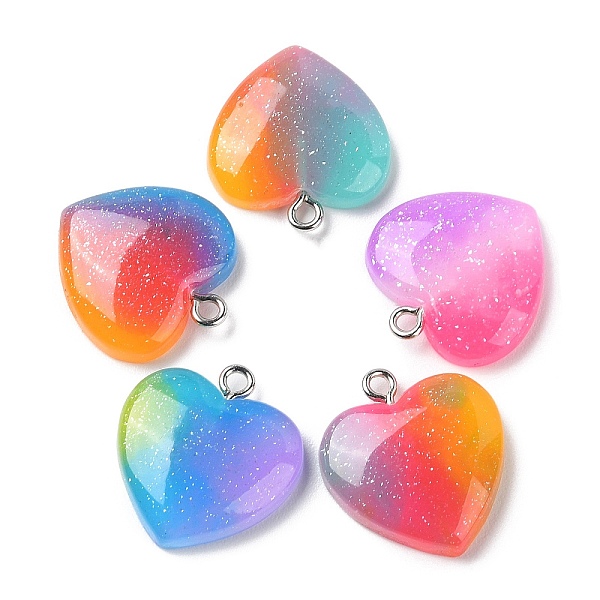 PandaHall Rainbow Color Opaque Resin Pendants, Glitter Heart Charms with Platinum Plated Iron Loops, Mixed Color, 22x20x5mm, Hole: 2mm..., Multicolor
PandaHall Rainbow Color Opaque Resin Pendants, Glitter Heart Charms with Platinum Plated Iron Loops, Mixed Color, 22x20x5mm, Hole: 2mm..., Multicolor