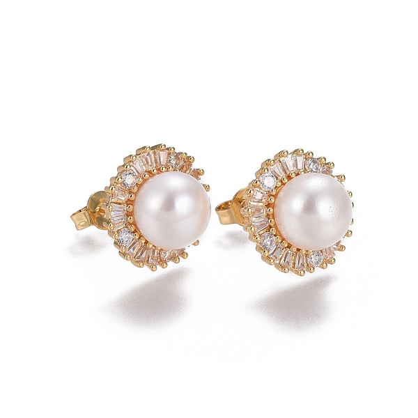 PandaHall Brass Micro Pave Cubic Zirconia Stud Earrings, with Pearl, Golden, Clear, 20.8x14mm, Pin: 0.7mm Cubic Zirconia Clear
PandaHall Brass Micro Pave Cubic Zirconia Stud Earrings, with Pearl, Golden, Clear, 20.8x14mm, Pin: 0.7mm Cubic Zirconia Clear