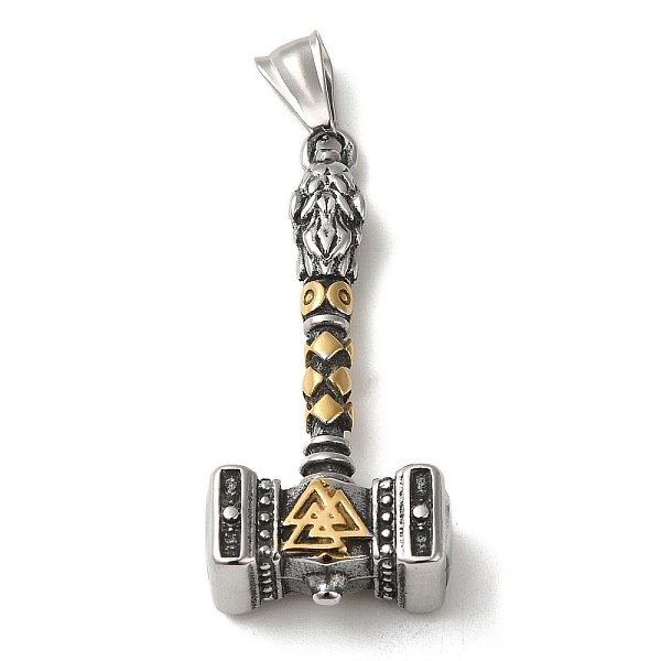 PandaHall Viking 304 Stainless Steel Pendants, Thor's Hammer with Valknut Charm, Antique Silver & Golden, 48.5x21.5x10.5mm, Hole: 8x3.5mm...
PandaHall Viking 304 Stainless Steel Pendants, Thor's Hammer with Valknut Charm, Antique Silver & Golden, 48.5x21.5x10.5mm, Hole: 8x3.5mm...