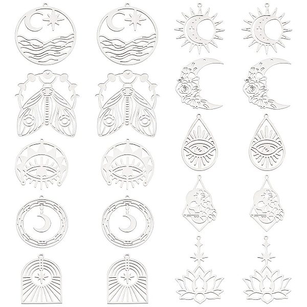 PandaHall SUNNYCLUE 1 Box 20Pcs 10 Styles Stainless Steel Charms Tarot Style Sun Moon Charm Butterfly Moth Gothic Moon Rose Skull Double...
PandaHall SUNNYCLUE 1 Box 20Pcs 10 Styles Stainless Steel Charms Tarot Style Sun Moon Charm Butterfly Moth Gothic Moon Rose Skull Double...