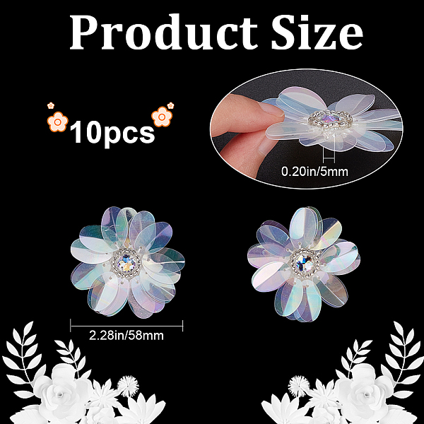 PandaHall AB Color Plastic Sequin Flowers, with Rhinestone, Ornament Accessories, White, 58x5mm Plastic Flower White
PandaHall AB Color Plastic Sequin Flowers, with Rhinestone, Ornament Accessories, White, 58x5mm Plastic Flower White