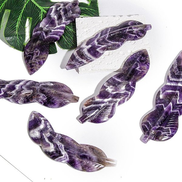 PandaHall Natural Amethyst Healing Feather Figurines Ornament, Reiki Energy Stone Display Decorations, 90~110mm Amethyst Feather
PandaHall Natural Amethyst Healing Feather Figurines Ornament, Reiki Energy Stone Display Decorations, 90~110mm Amethyst Feather