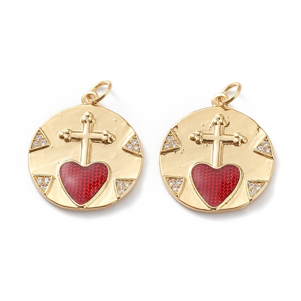 PandaHall Brass Micro Pave Clear Cubic Zirconia Pendants, with Enamel, Long-Lasting Plated, With Jump Rings, Flat Round with Cross & Red...
PandaHall Brass Micro Pave Clear Cubic Zirconia Pendants, with Enamel, Long-Lasting Plated, With Jump Rings, Flat Round with Cross & Red...