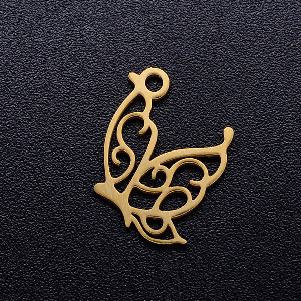 PandaHall 201 Stainless Steel Hollow Pendants, Butterfly, Golden, 15.5x13x1mm, Hole: 1.5mm 201 Stainless Steel Butterfly
PandaHall 201 Stainless Steel Hollow Pendants, Butterfly, Golden, 15.5x13x1mm, Hole: 1.5mm 201 Stainless Steel Butterfly