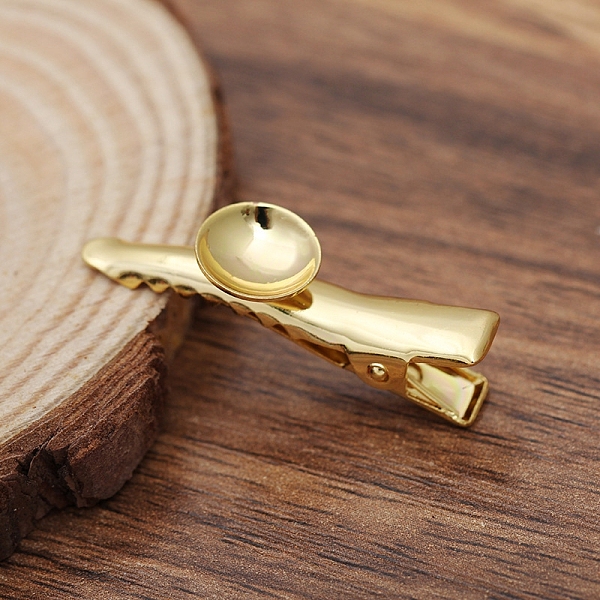 PandaHall Iron Alligator Hair Clip Findings, with Brass Flat Round Cabochon Bezel Setting, Golden, 35mm, Tray: 10mm Iron
PandaHall Iron Alligator Hair Clip Findings, with Brass Flat Round Cabochon Bezel Setting, Golden, 35mm, Tray: 10mm Iron