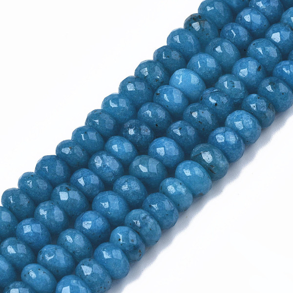 PandaHall Faceted Rondelle Dyed Natural White Jade Bead Strands, Steel Blue, 8~9x5~6mm, Hole: 1mm, about 70pcs/strand, 14.5 inch White Jade...
PandaHall Faceted Rondelle Dyed Natural White Jade Bead Strands, Steel Blue, 8~9x5~6mm, Hole: 1mm, about 70pcs/strand, 14.5 inch White Jade...