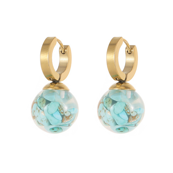 PandaHall Stainless Steel with Natural Turquoise Earrings for Women Stainless Steel Round Green
PandaHall Stainless Steel with Natural Turquoise Earrings for Women Stainless Steel Round Green