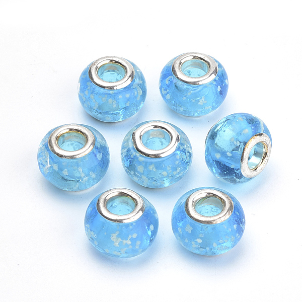 PandaHall Handmade Luminous Lampwork European Beads, with Brass Double Cores, Large Hole Beads, Rondelle, Deep Sky Blue, 14~14.5x10~11mm...
PandaHall Handmade Luminous Lampwork European Beads, with Brass Double Cores, Large Hole Beads, Rondelle, Deep Sky Blue, 14~14.5x10~11mm...