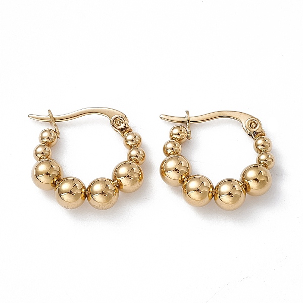 PandaHall 201 Stainless Steel Round Beaded Hoop Earrings with 304 Stainless Steel Pins for Women, Golden, 20x18x5mm, Pin: 0.7~0.8x1~1.5mm...
PandaHall 201 Stainless Steel Round Beaded Hoop Earrings with 304 Stainless Steel Pins for Women, Golden, 20x18x5mm, Pin: 0.7~0.8x1~1.5mm...