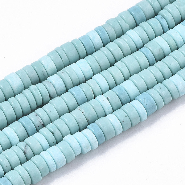 PandaHall Synthetic Turquoise Beads Strands, Dyed, Heishi Beads, Disc, Pale Turquoise, 4x1~2mm, Hole: 0.7mm, about 195~213pcs/strand, 14.96...
PandaHall Synthetic Turquoise Beads Strands, Dyed, Heishi Beads, Disc, Pale Turquoise, 4x1~2mm, Hole: 0.7mm, about 195~213pcs/strand, 14.96...