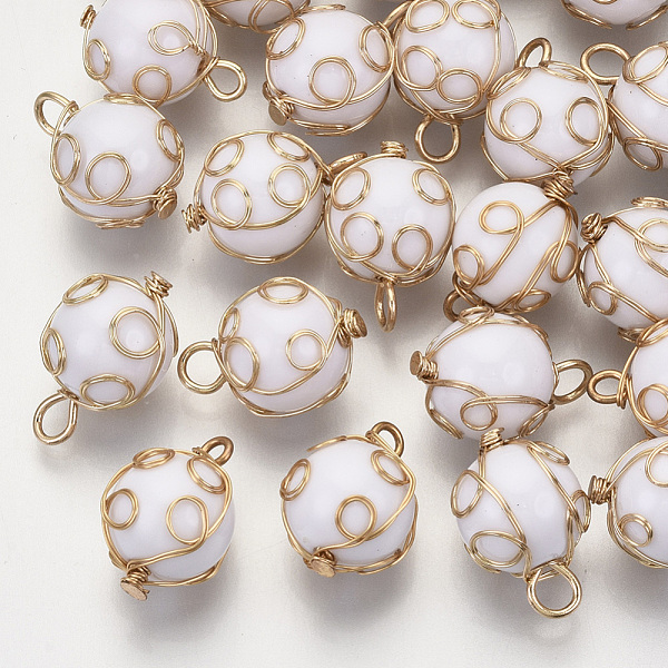 PandaHall Wire Wrapped Acrylic Pendants, with Light Gold Plated Brass Wire, Round, Creamy White, 17~19x12~13x12~13mm, Hole: 2~3mm...
PandaHall Wire Wrapped Acrylic Pendants, with Light Gold Plated Brass Wire, Round, Creamy White, 17~19x12~13x12~13mm, Hole: 2~3mm...